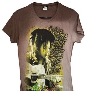 Bob Marley Zion Crew Neck Tee T-Shirt S/S Women's Size Medium Brown